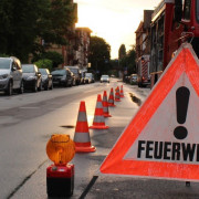 Feuerwehrauto Straßenzug Ladenburg